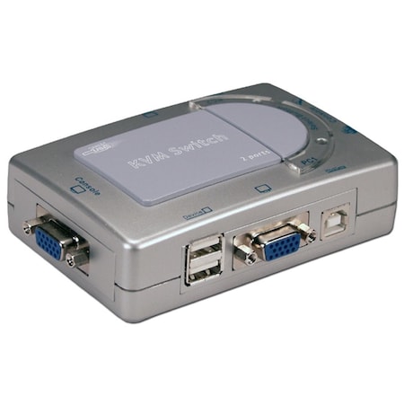 Qvs USB 2.0 2 Port KVM Compact Switch with Built-in 2Port Hub KVM-12UN2